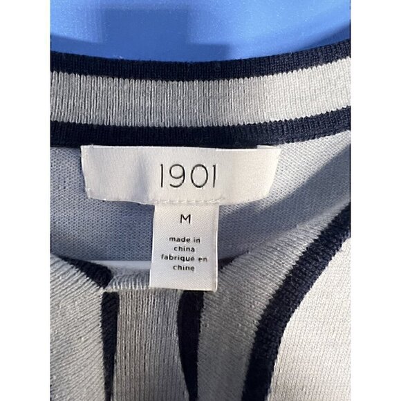 1901 Womens Grey Sweater With Black Trim & Tie Neckline, preppy, 50% Merino wool - Picture 5 of 7